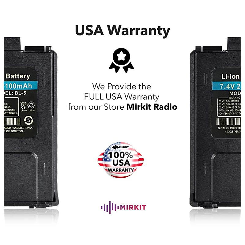 Baofeng Battery BL5 Li ion 74V 2100mAh for TwoWay HAM Radio UV5R v2+ BFF8HP Rechargeable Extended Batteries Accessories and Parts for radios by  Radio USA Warranty