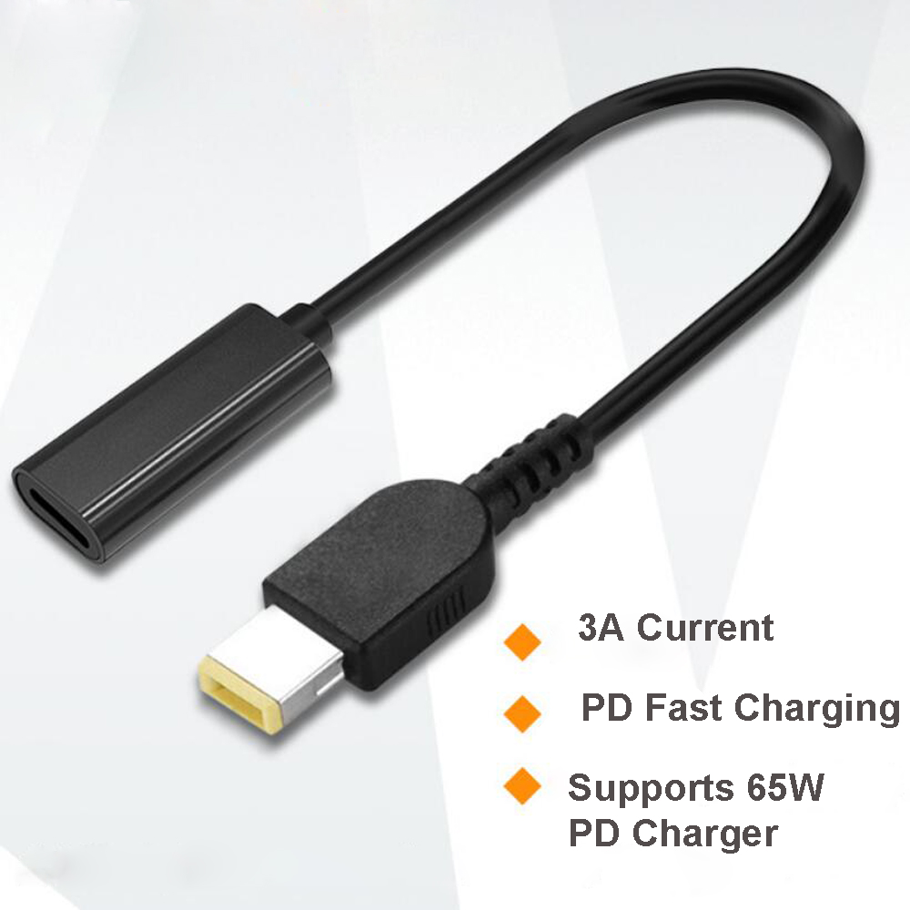 5-Pack USB-C Type C (Female) to Lenovo Laptops Slim Square Connector Plug Converter Cable DC Tip Jack