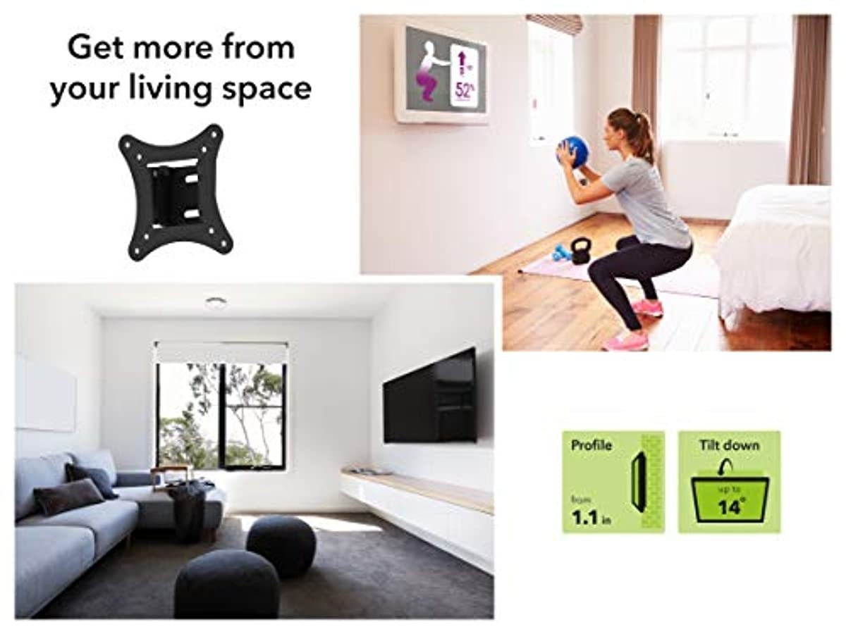 AVF EL101B-A Adjustable Tilting Low Profile TV Mount for 12-Inch to 25-Inch TV or Monitor, Black