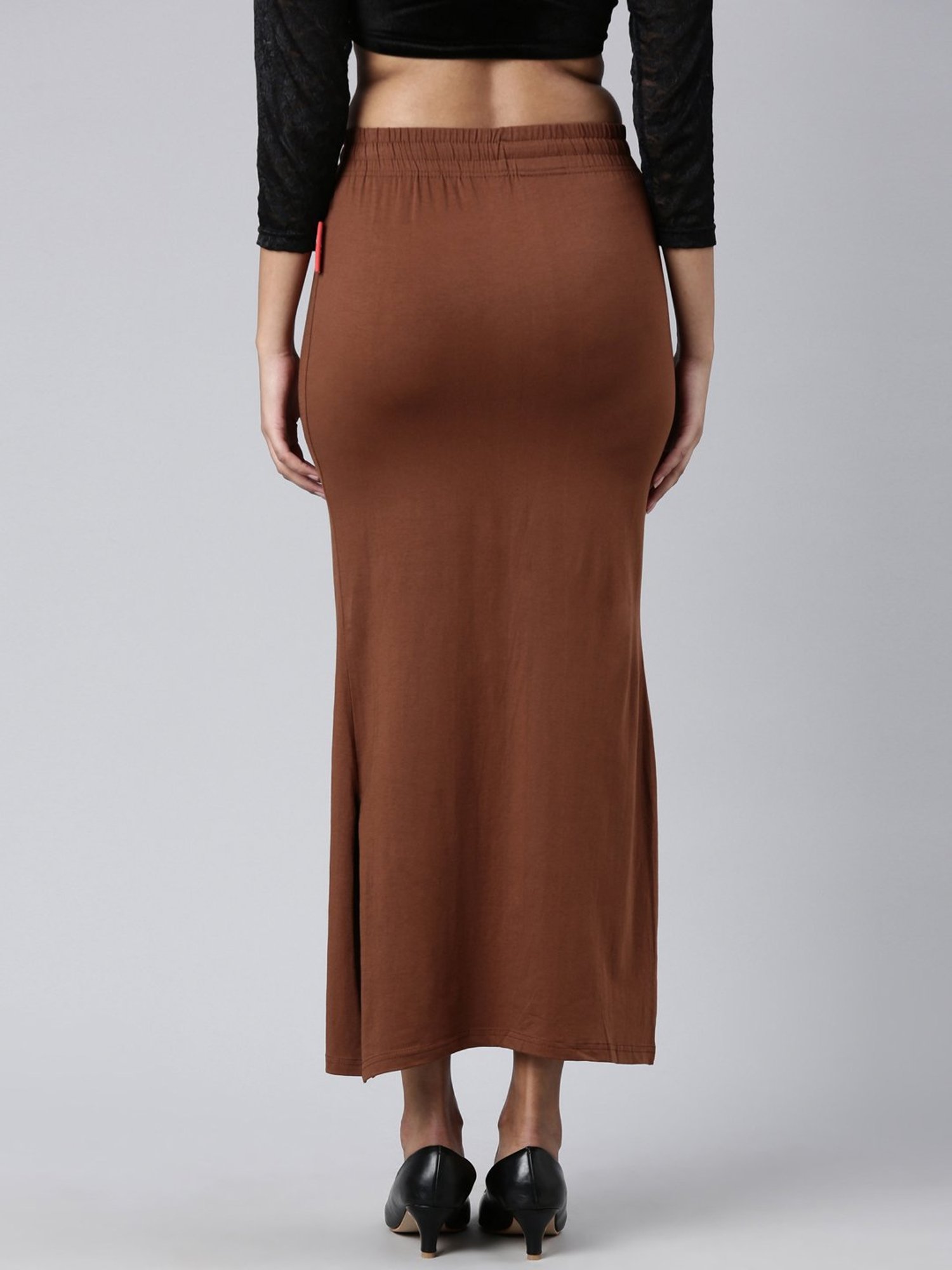 JCSS Brown Cotton Saree Shapewear