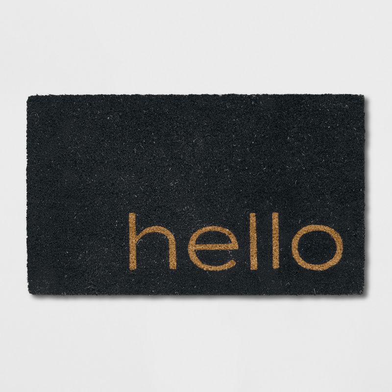 1'6"x2'6" Small Hello Door Mat Black - Threshold™