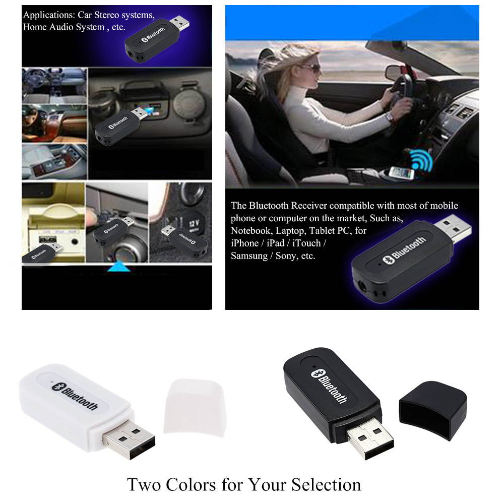 Mini USB Wireless BluetoothAudio Receiver 3.5mm AUX Music Adapter Car AUX Home Audio System