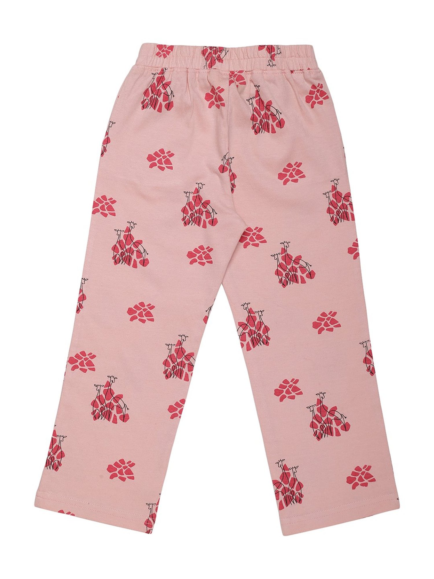 Mystere Paris Kids Peach & Maroon Cotton Printed Top & Pyjamas