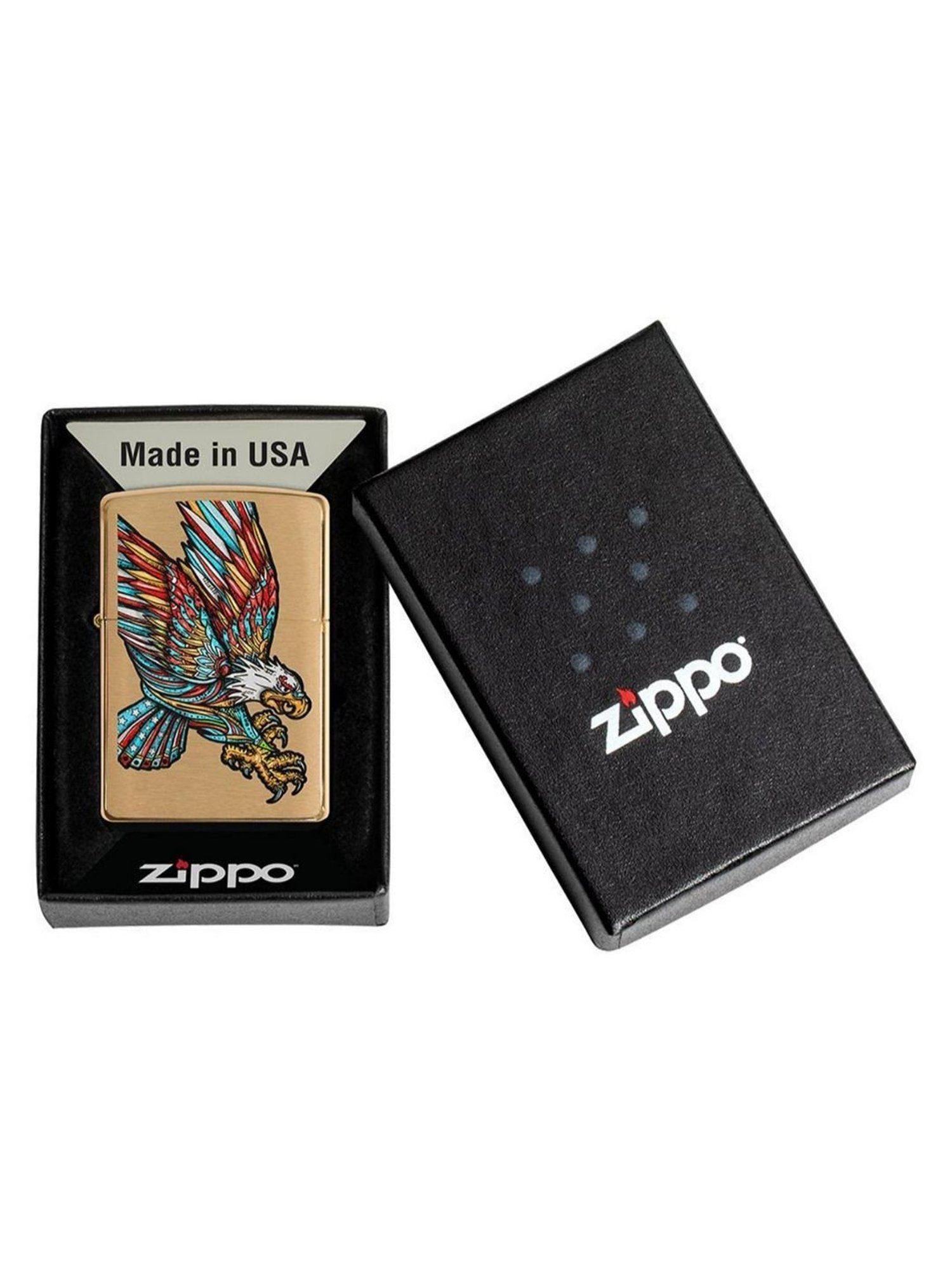 Zippo Multicolor Tattoo Eagle Design Brass Pocket Lighter