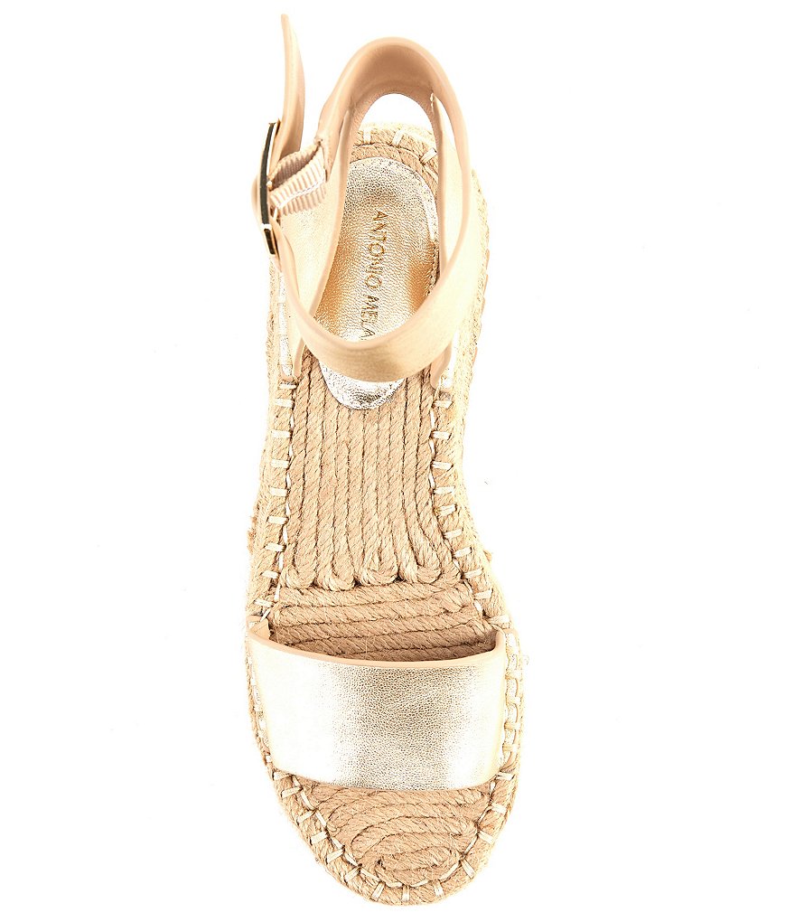 Antonio Melani Fosterr Leather Ankle Strap Espadrille Wedges