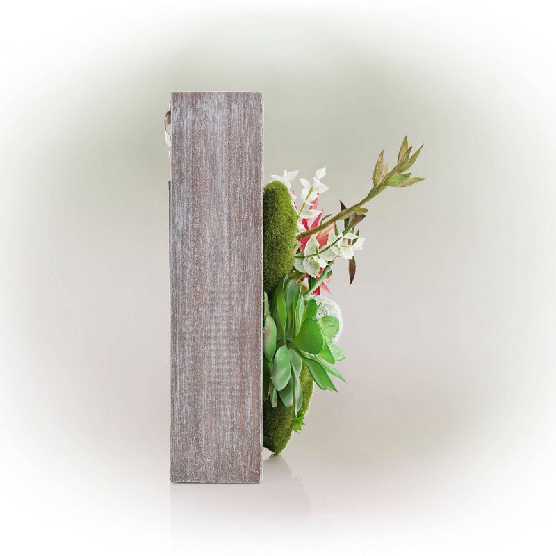 10" Indoor/Outdoor Wood Succulent Plant Wall Art Décor Gray - Alpine Corporation