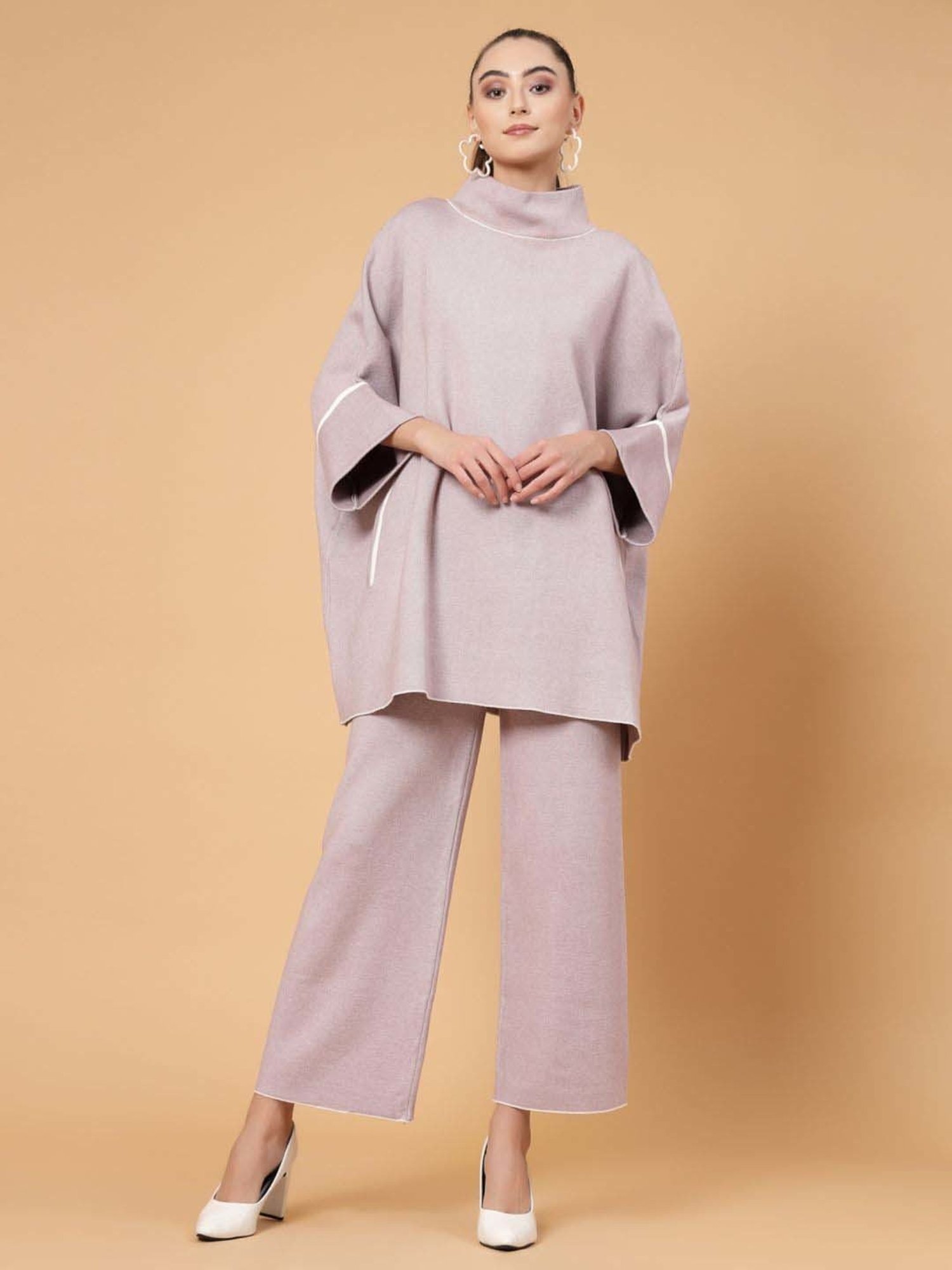 Mafadeny Lilac Plain Top Pants Set