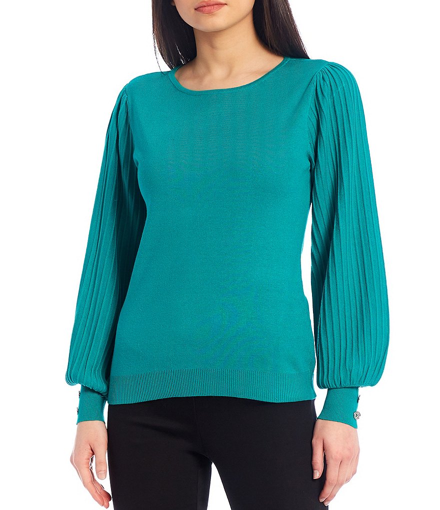 Alex Marie Rosa 3/4 Sleeve Button Front Round Neck Cardigan