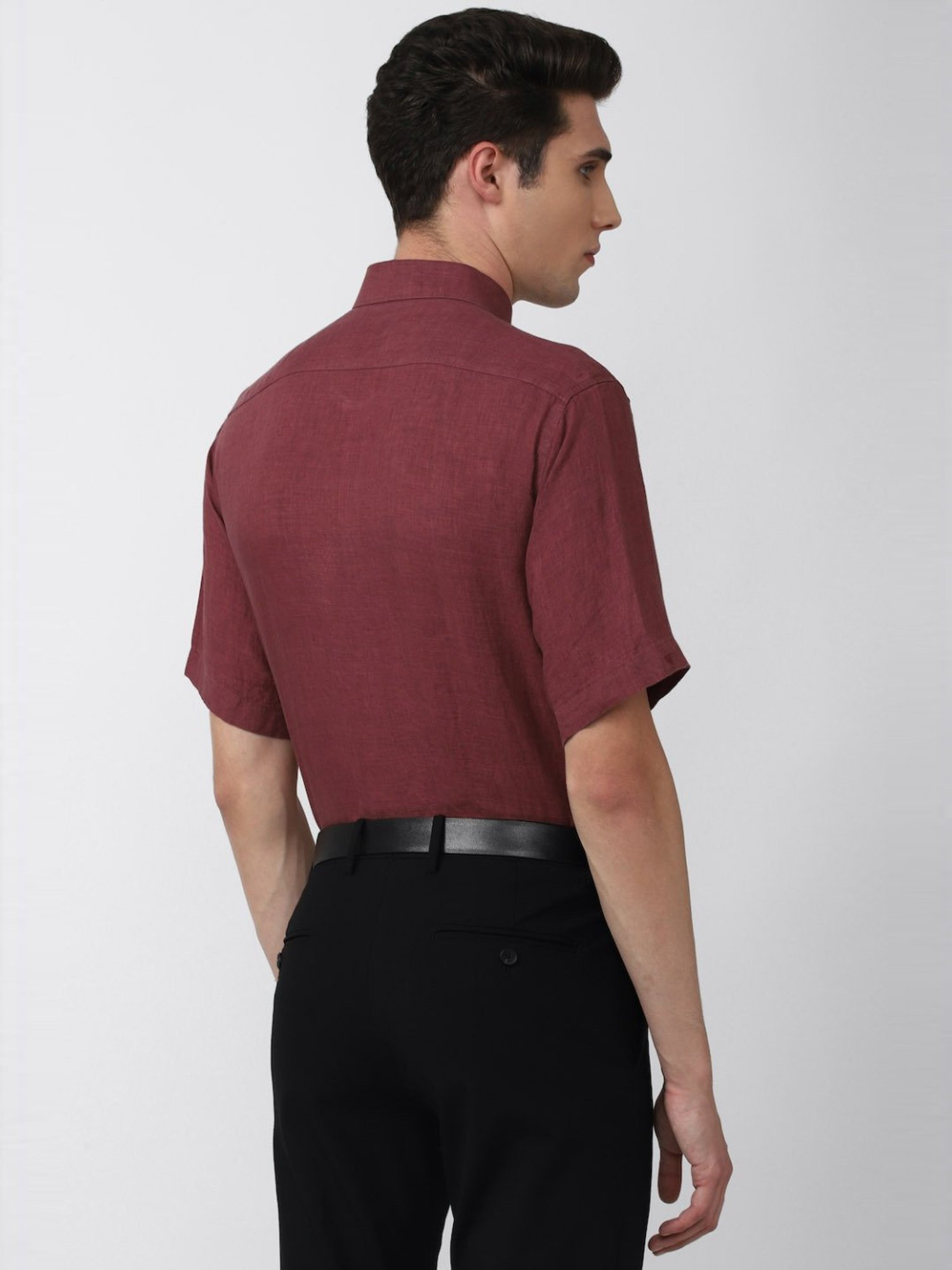 Van Heusen Maroon Regular Fit Texture Shirt