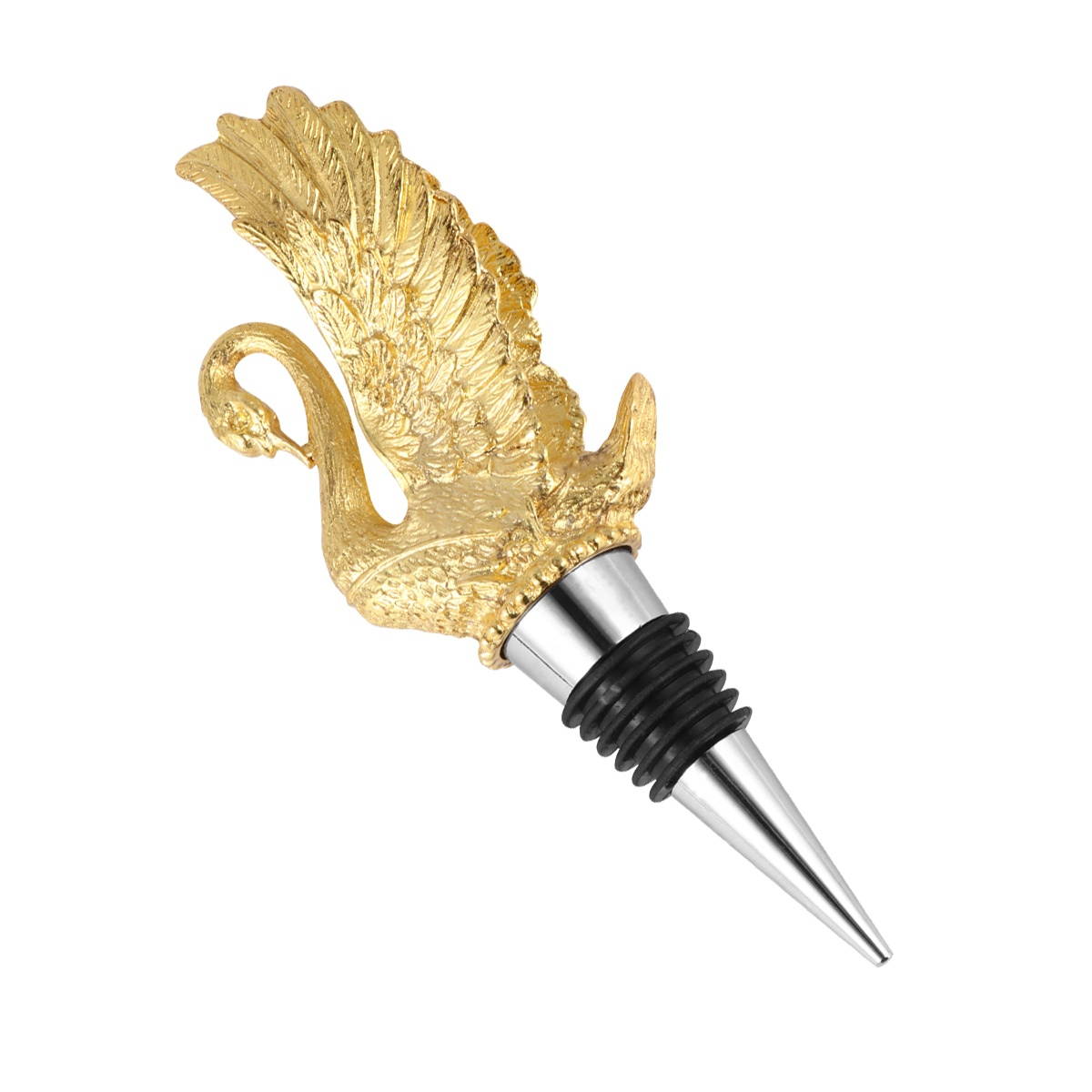 Swan Wine Pourer Animal Bottle Stopper Creative Zinc Alloy Wine Bottle Caps Party Favors for Bar Party Restaurant (Golden)