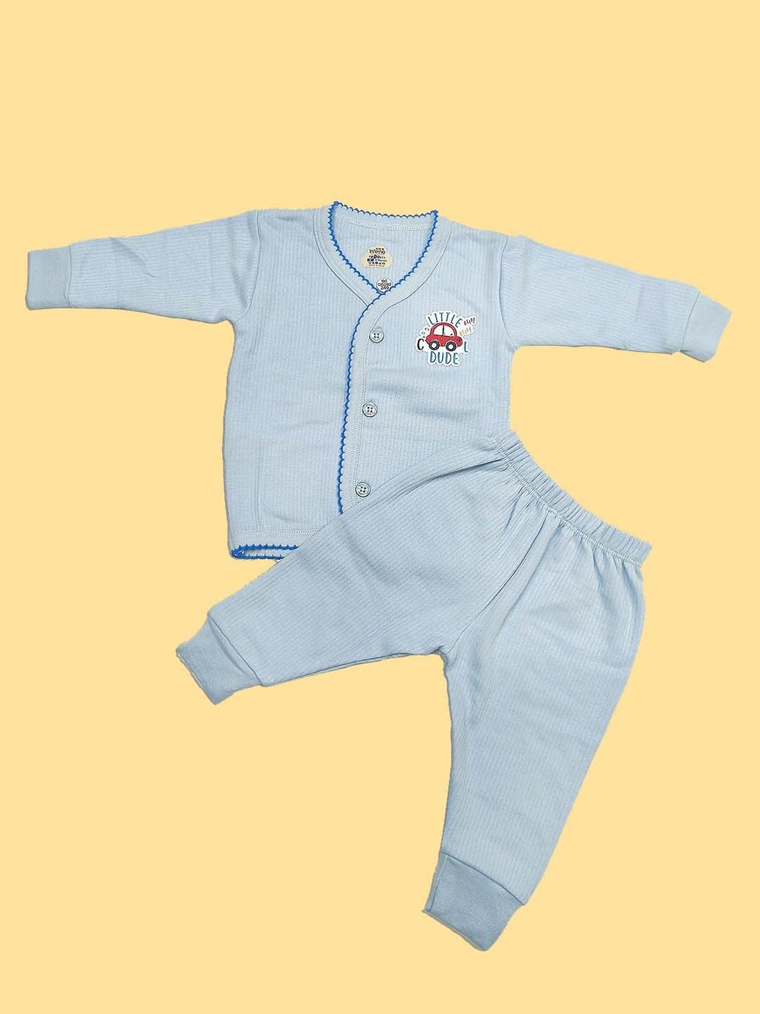 LUX Inferno Kids Grey & Blue Printed Full Sleeves Thermal Set(Pack of 2)