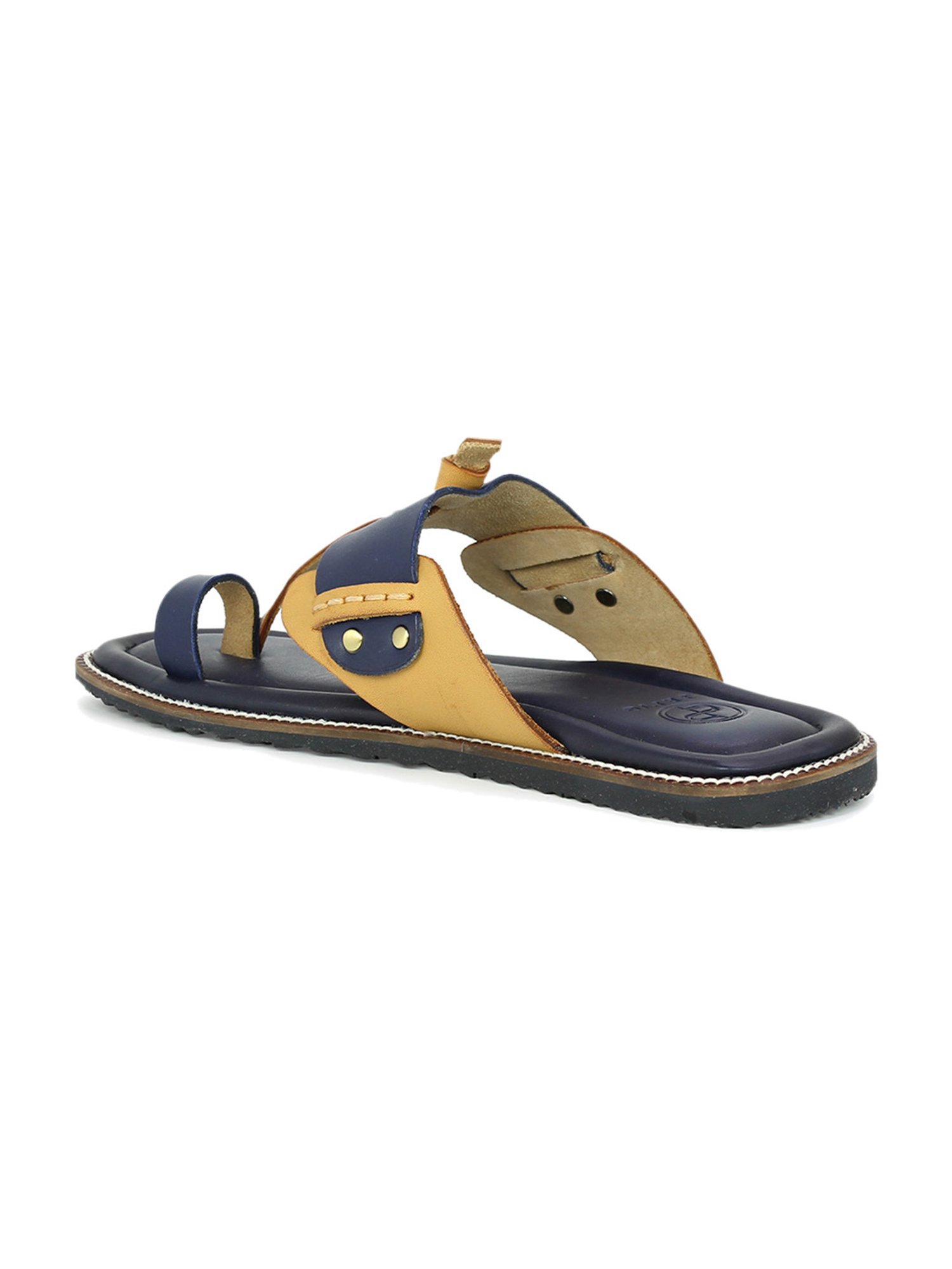 Privo by Inc.5 Men's Strapi Blue & Tan Toe Ring Sandals