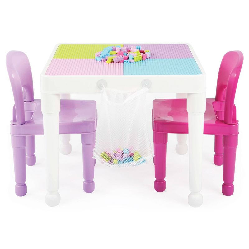 3pc 2 in 1 Square Activity Table with Chairs Pink/Purple - Humble Crew