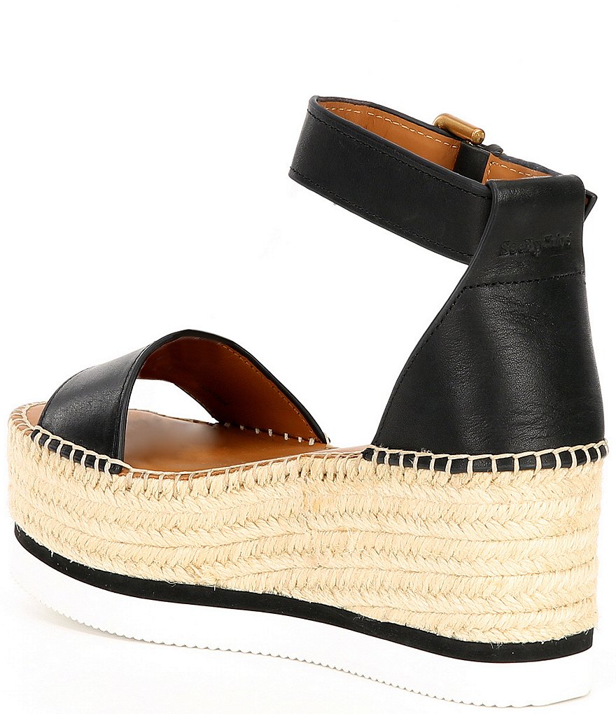 See By Chloe Glyn Leather Espadrille Wedges
