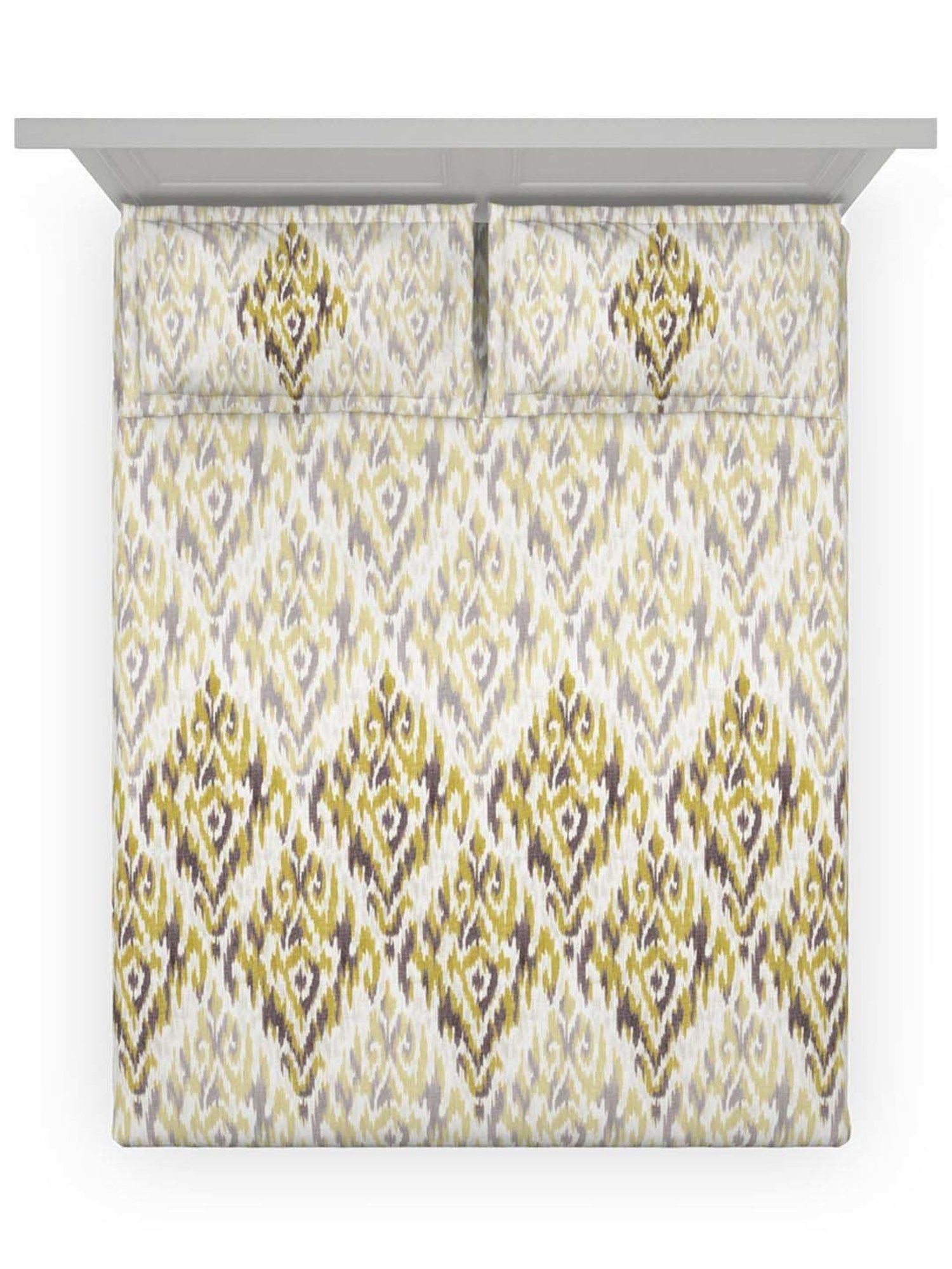 DDecor Yellow Cotton 136 TC Queen Size Bedsheet With Pillow Covers