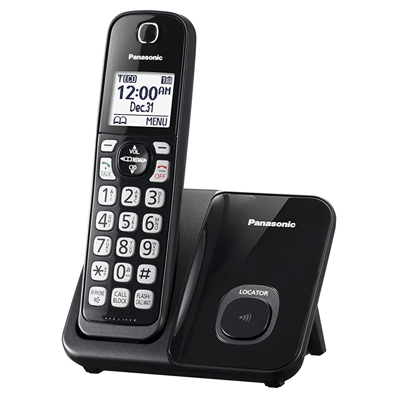 Expandable Cordless Phone System with Call Block and High Contrast Displays and Keypads 1 Cordless Handset KXTGD510B Black