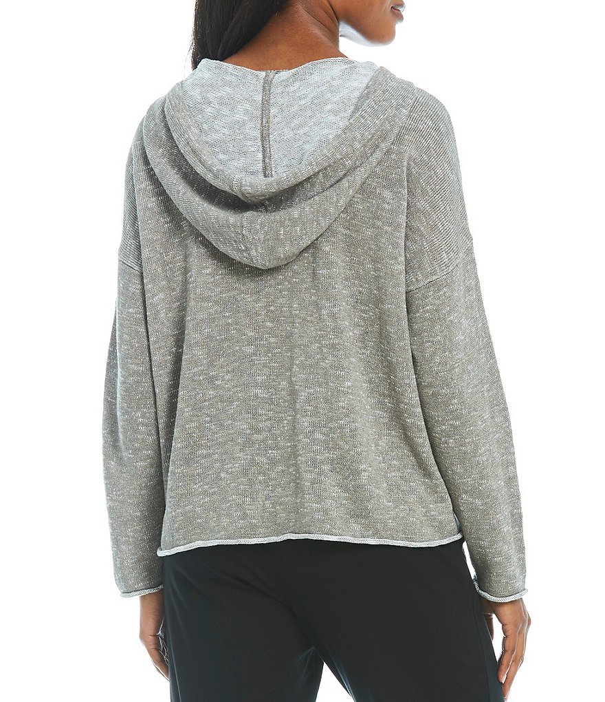Eileen Fisher Organic Cotton Linen Slub Short Hoodie Pullover