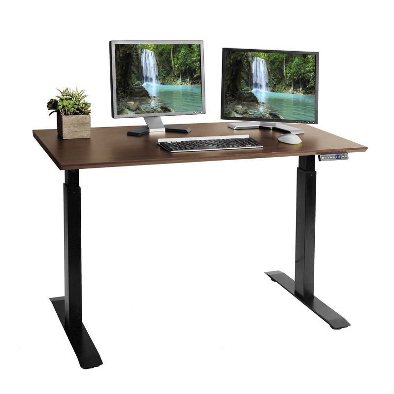 Airlift Electric Height Adjustable Standing Desk with USB Charger Walnut - Seville Classics