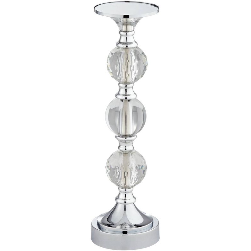 Dahlia Studios Caroline Chrome and Crystal Pillar Candle Holders Set of 3