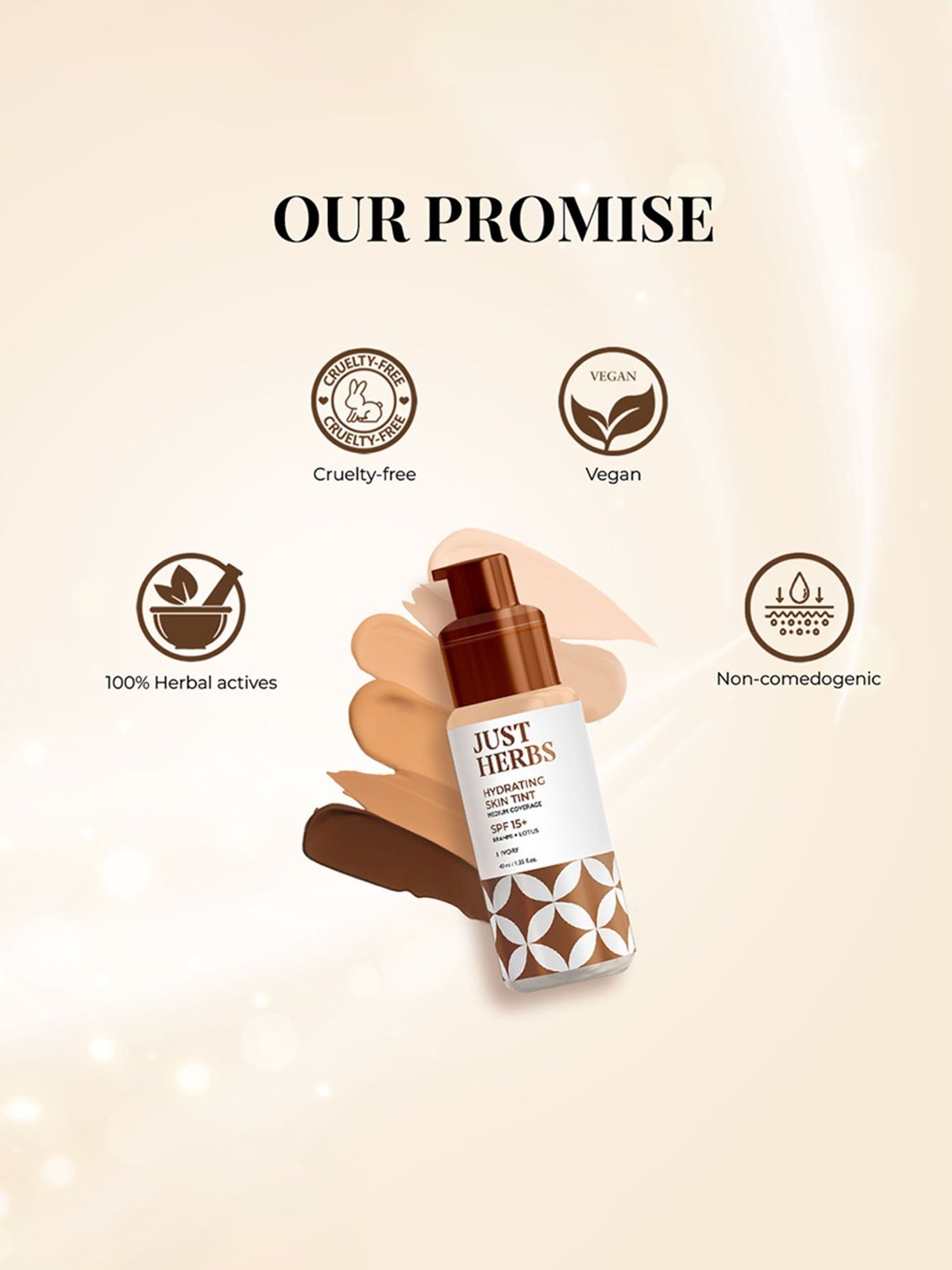 JUST HERBS Hydrating Skin Tint SPF 15+ 1 Ivory - 40 ml