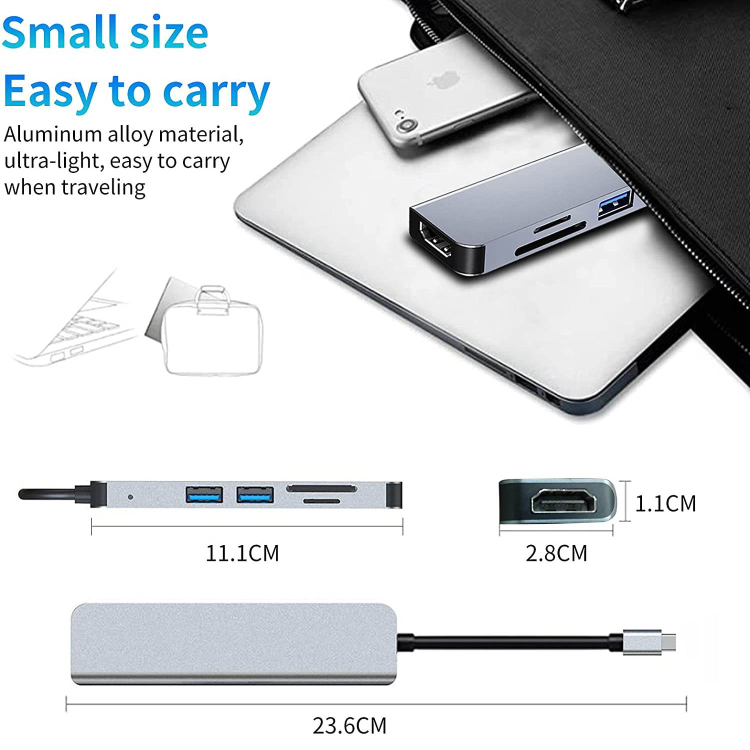 Ackmioxy USB C Docking Station 6 in 1 USB C Hub Laptop Docking Station Adapter with PD 3.0,4K HDMI,2 USB 3.0,SD/TF Card Reade Compatible with MacBook Pro/Air,Dell,HP and More USB Type-C Devices