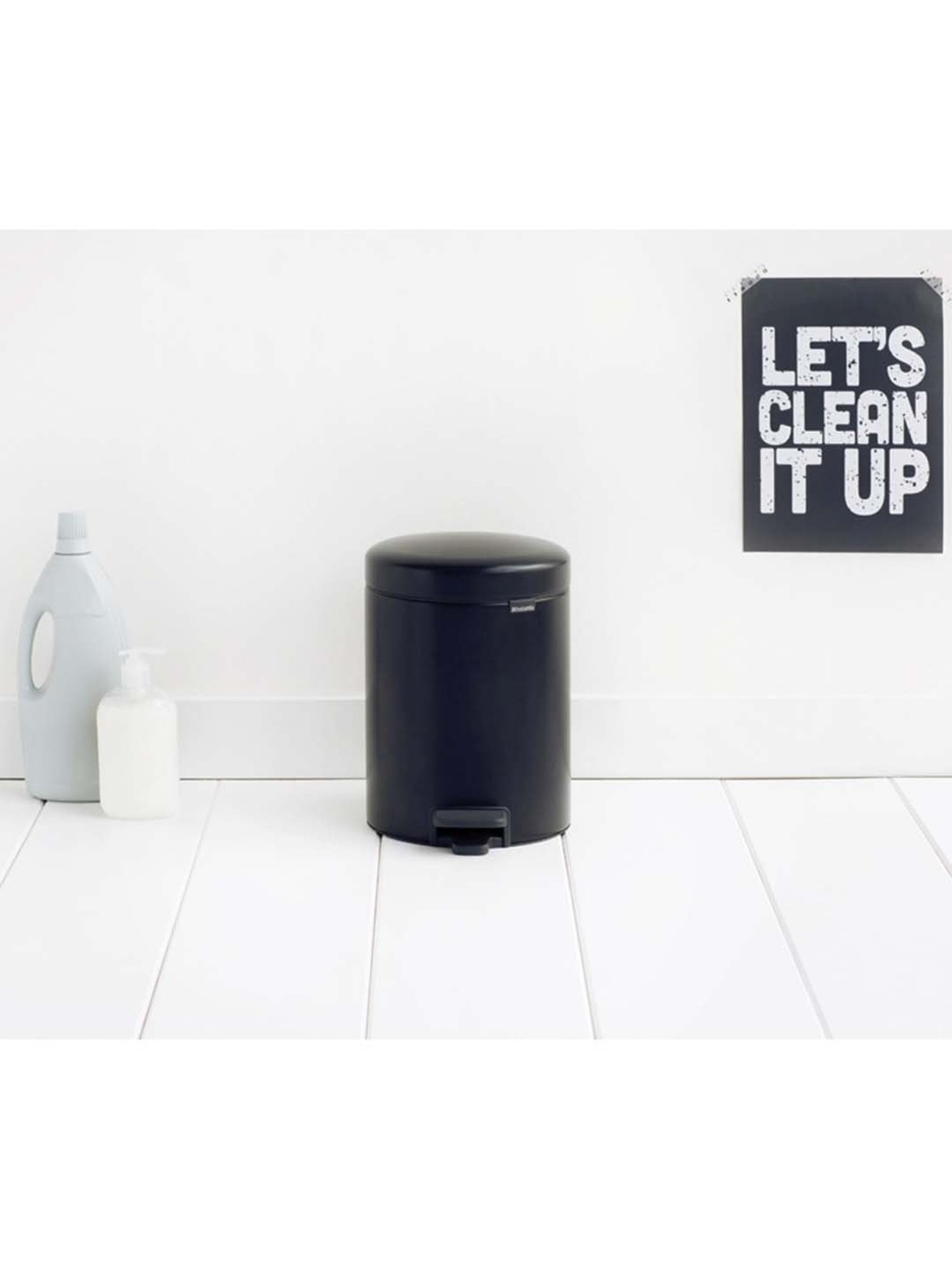 BRABANTIA New Icon Matt Black Metal Pedal Dustbin (5 L) - Set of 1