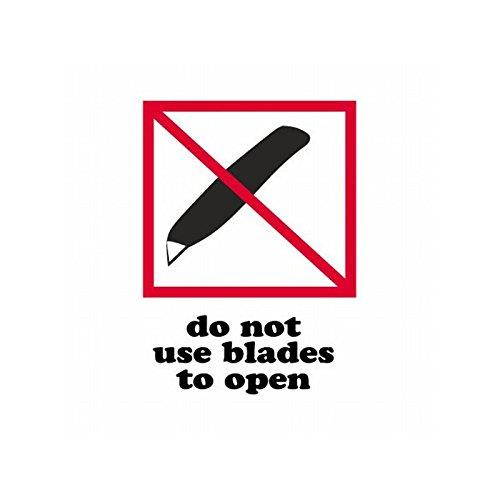 Box Packaging "Do Not Use Blades To Open" Labels, 3" x 4" 500 Per Roll, 1 Roll