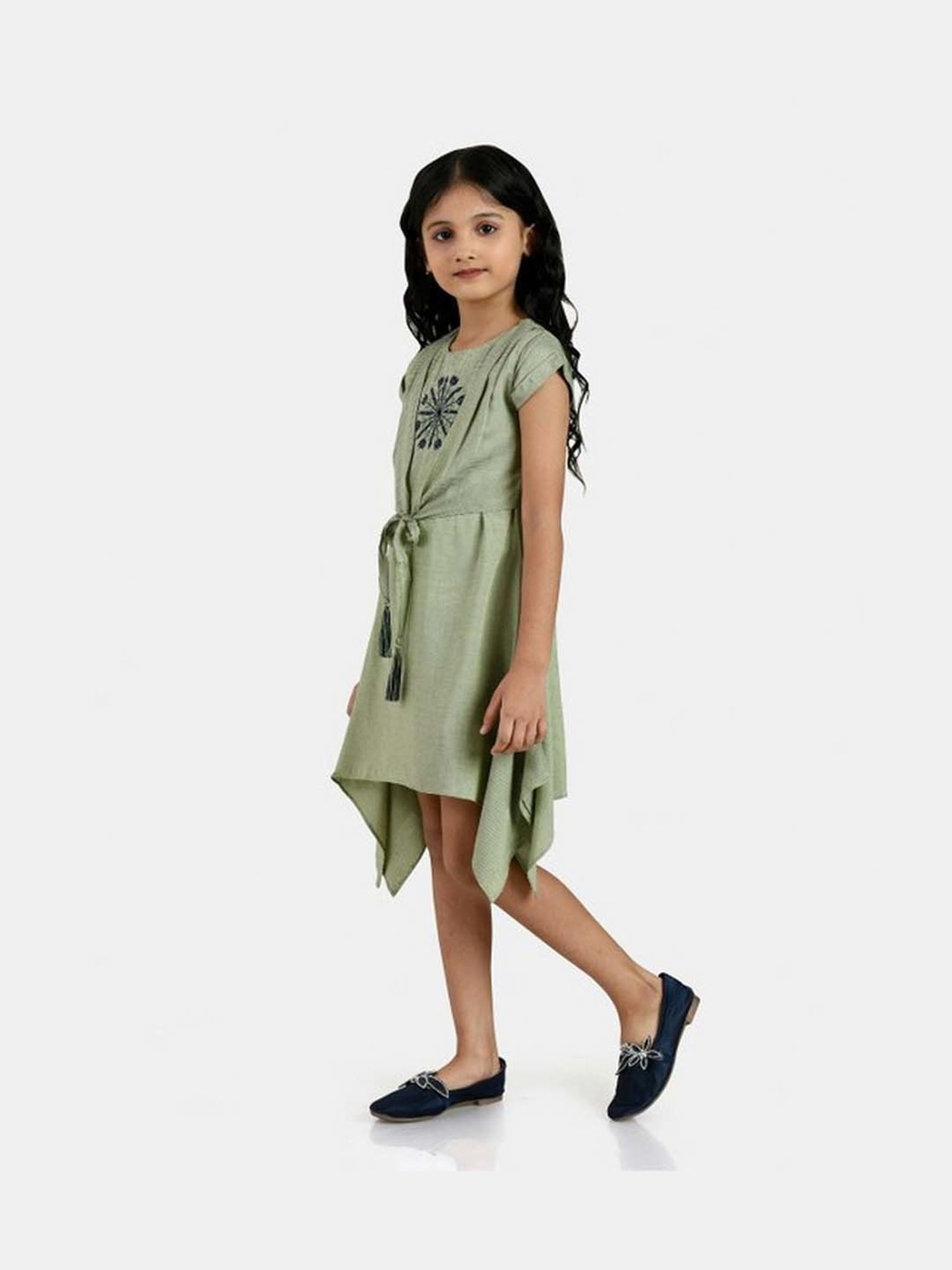 Peppermint Kids Green Embroidered Dress