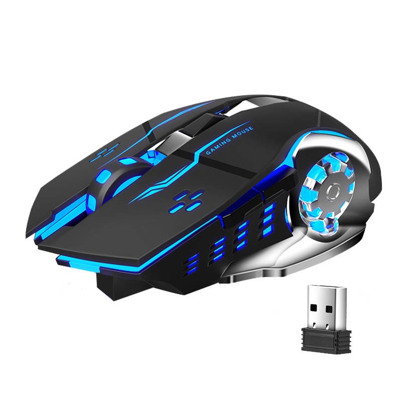 Wireless Mouse Rechargeable, with Side Button RGB LED Backlit Ergonomic Optical 2.4G Cordless Computer Gaming Mice for PC Laptop
