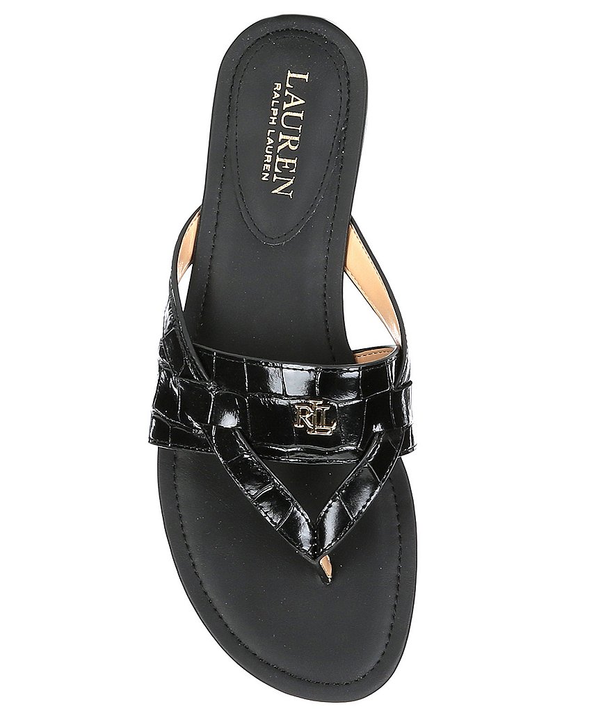 Lauren Ralph Lauren Rosalind Croco Embossed Leather Sandals