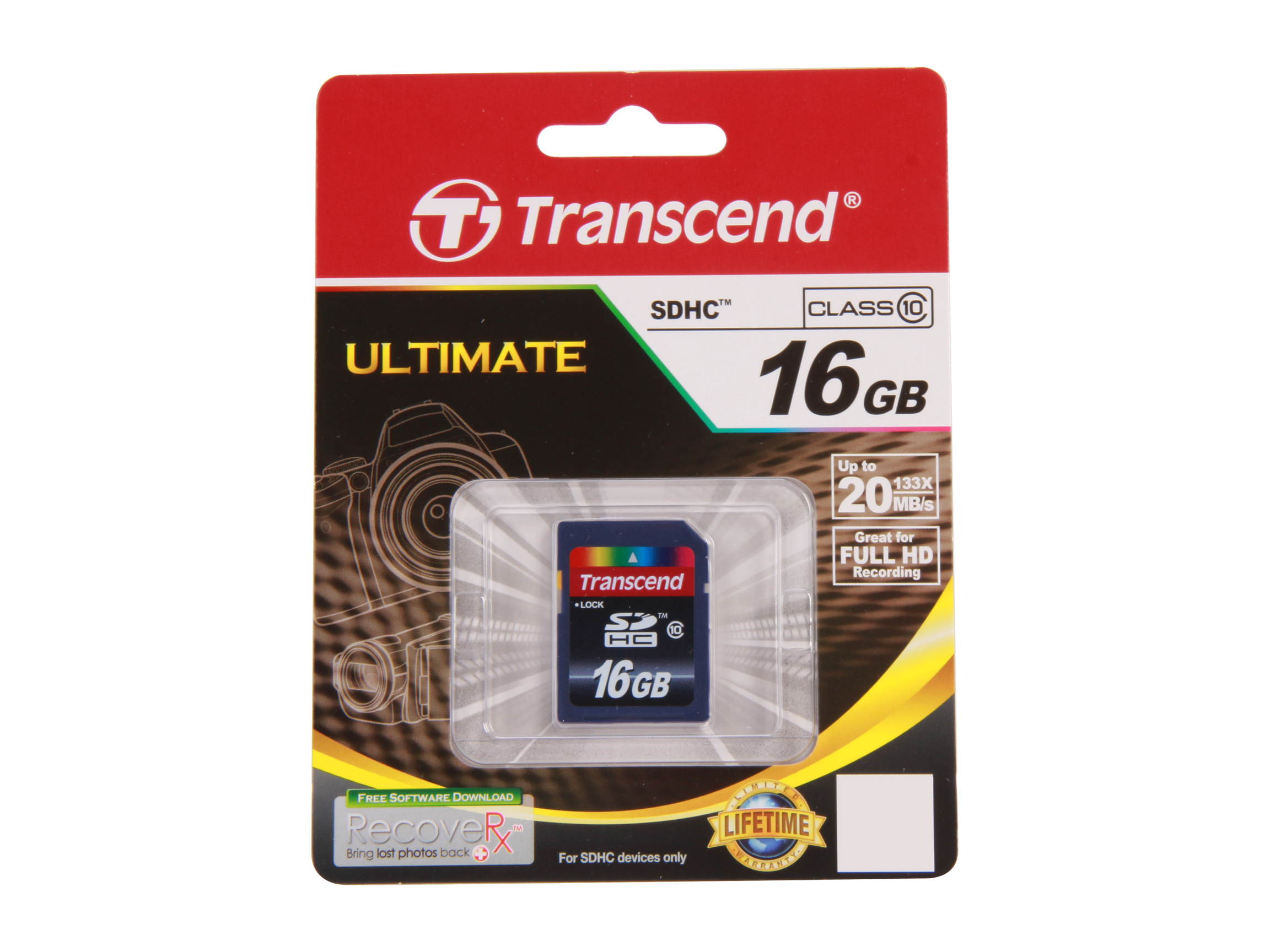 Transcend 16GB Secure Digital High-Capacity (SDHC) Flash Card Model TS16GSDHC10