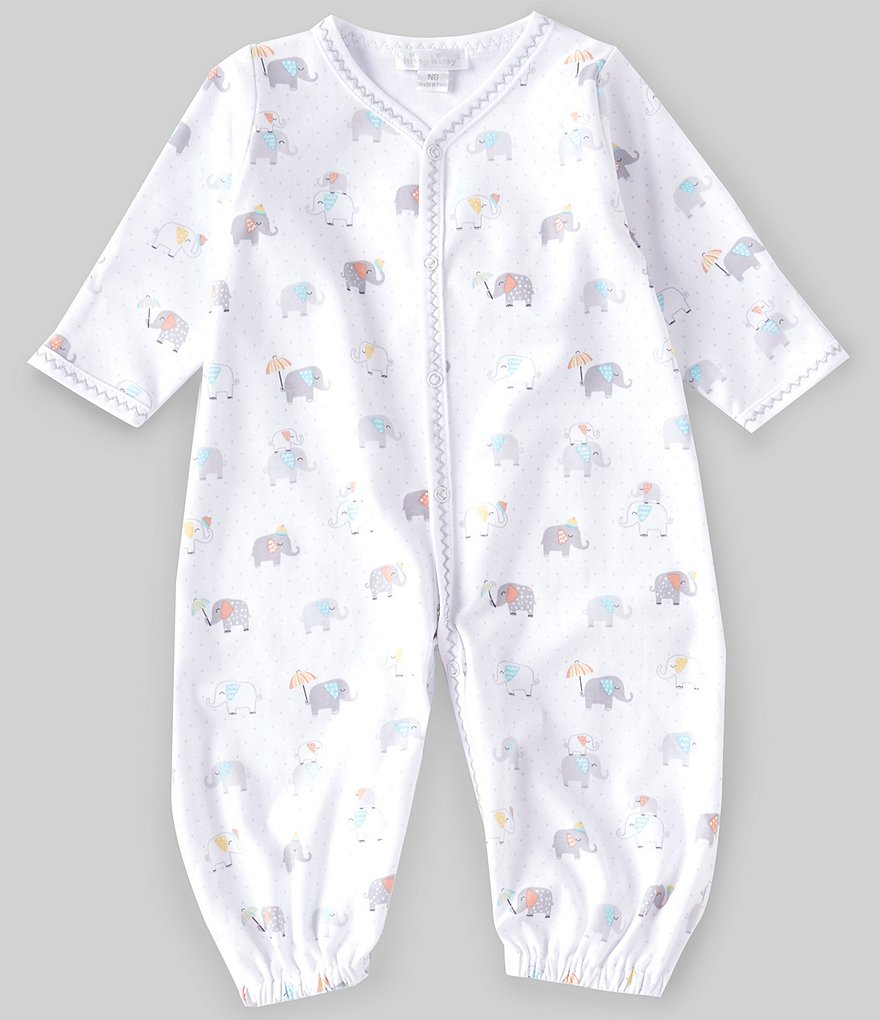 Kissy Kissy Baby Girls Newborn Long-Sleeve Everyday Elephants Convertible Gown