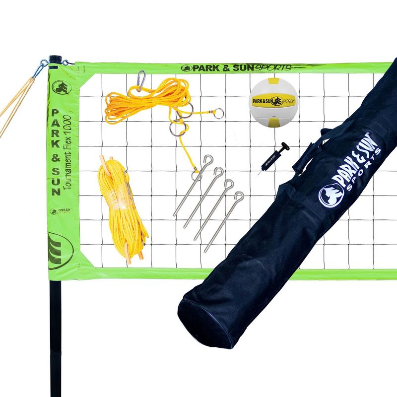 Park & Sun Sports Tournament Flex 1000 Family Outdoor Volleyball Net Set, Green