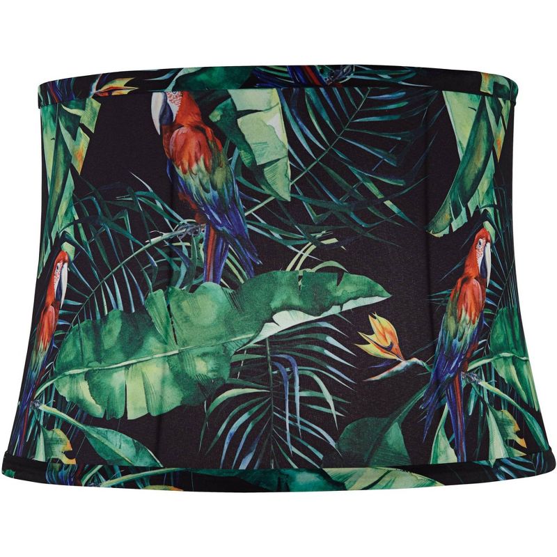 Springcrest Tarbu Tropical Leaf Medium Drum Lamp Shade 13" Top x 15" Bottom x 10.5" High (Spider) Replacement