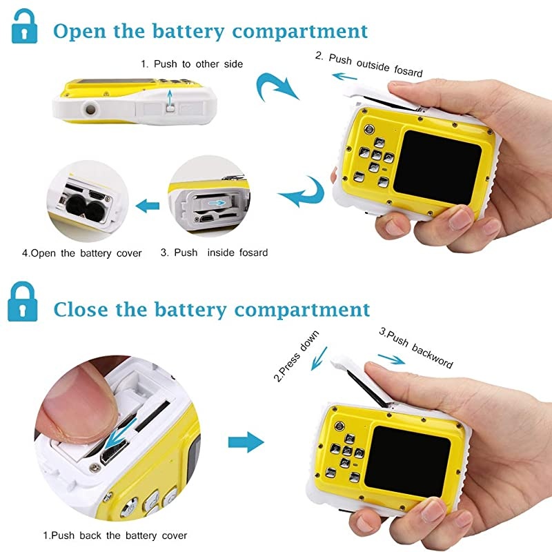 Waterproof Mini Kid Camera High Definition 12MP HD 3M Underwater Swimming Digital Camera Camcorder 20 Inch LCD Display Yellow