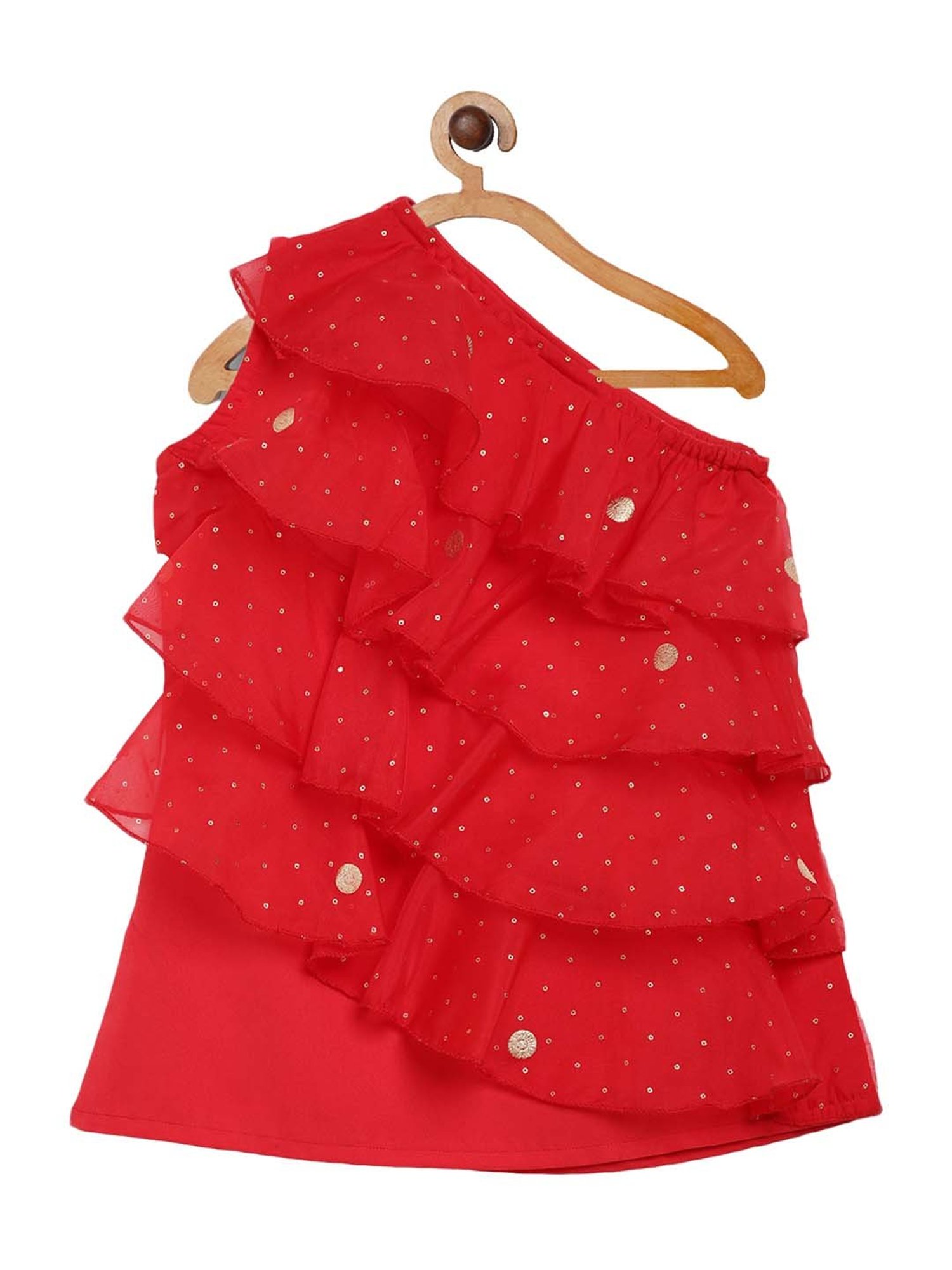 Ahalyaa Kids Red Printed Top & Pants