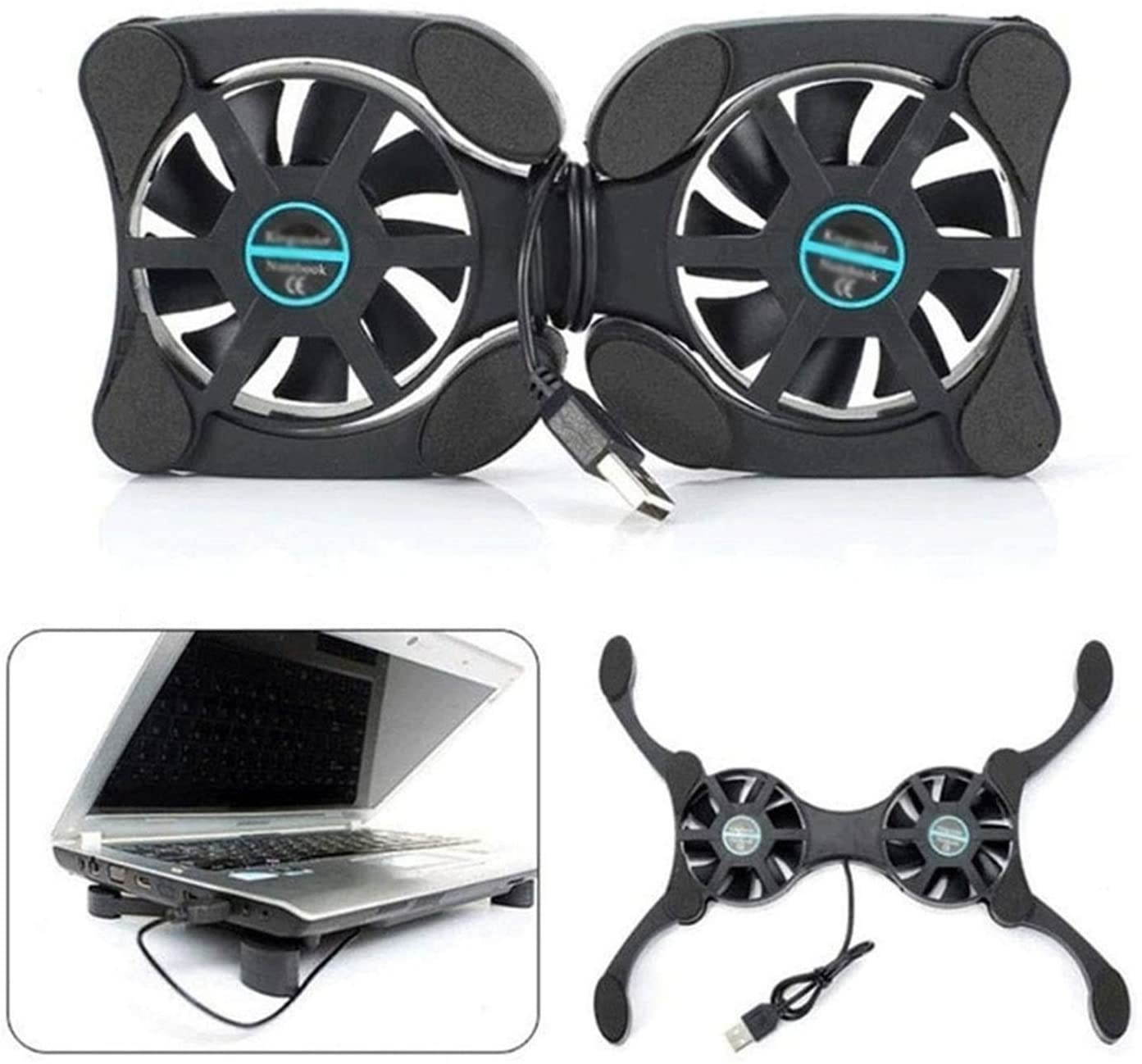 RGB Laptop Cooling Pad with 6 Quiet LED Fans 5 Heights Adjustable and Phone Stand, Dual USB Ports Gaming Laptop Cooler for 11"-18" Gaming Laptops (Blue)