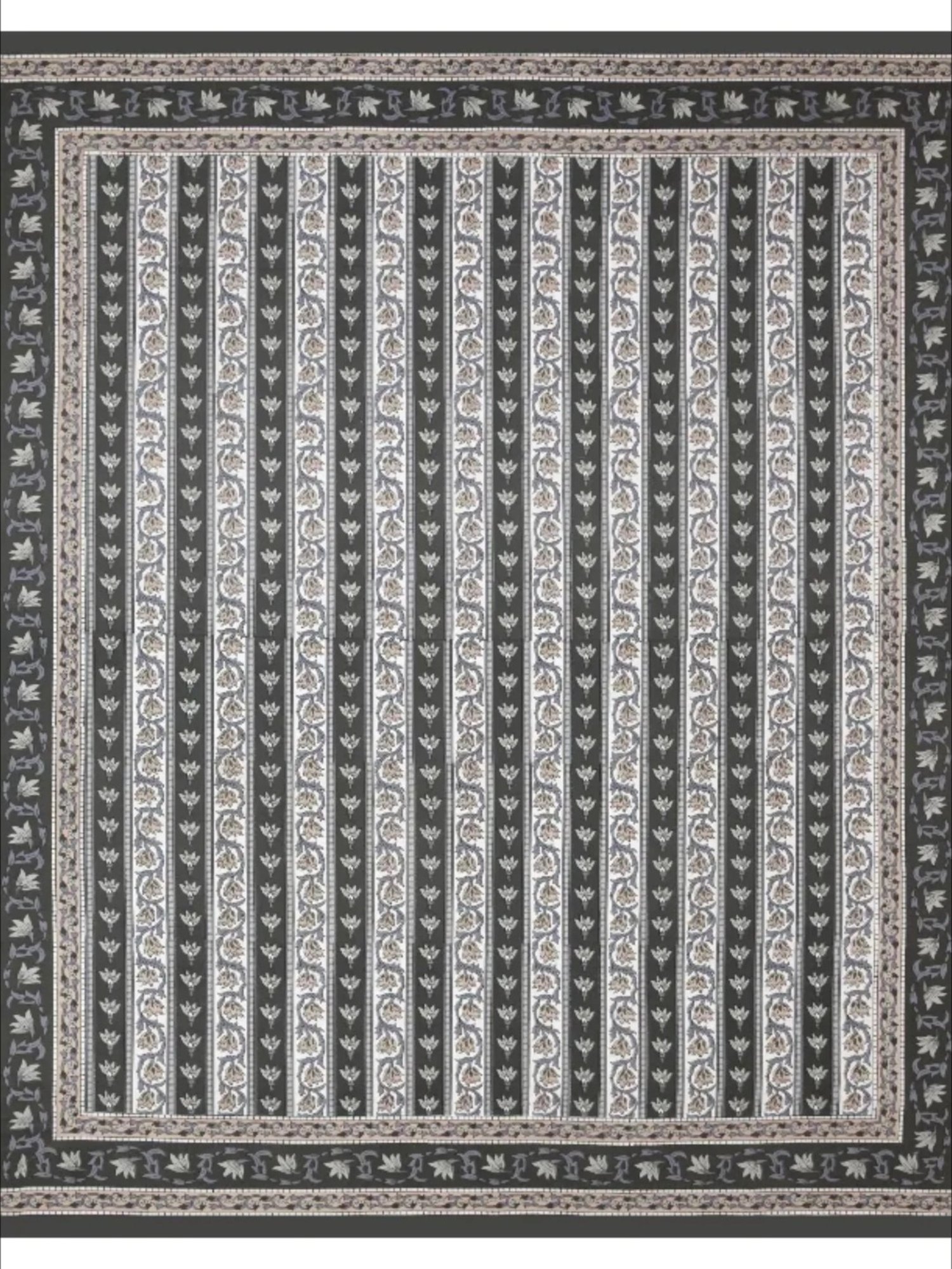 Living Roots Floral Grey 300 TC Cotton Bedsheet with 2 Pillow Covers