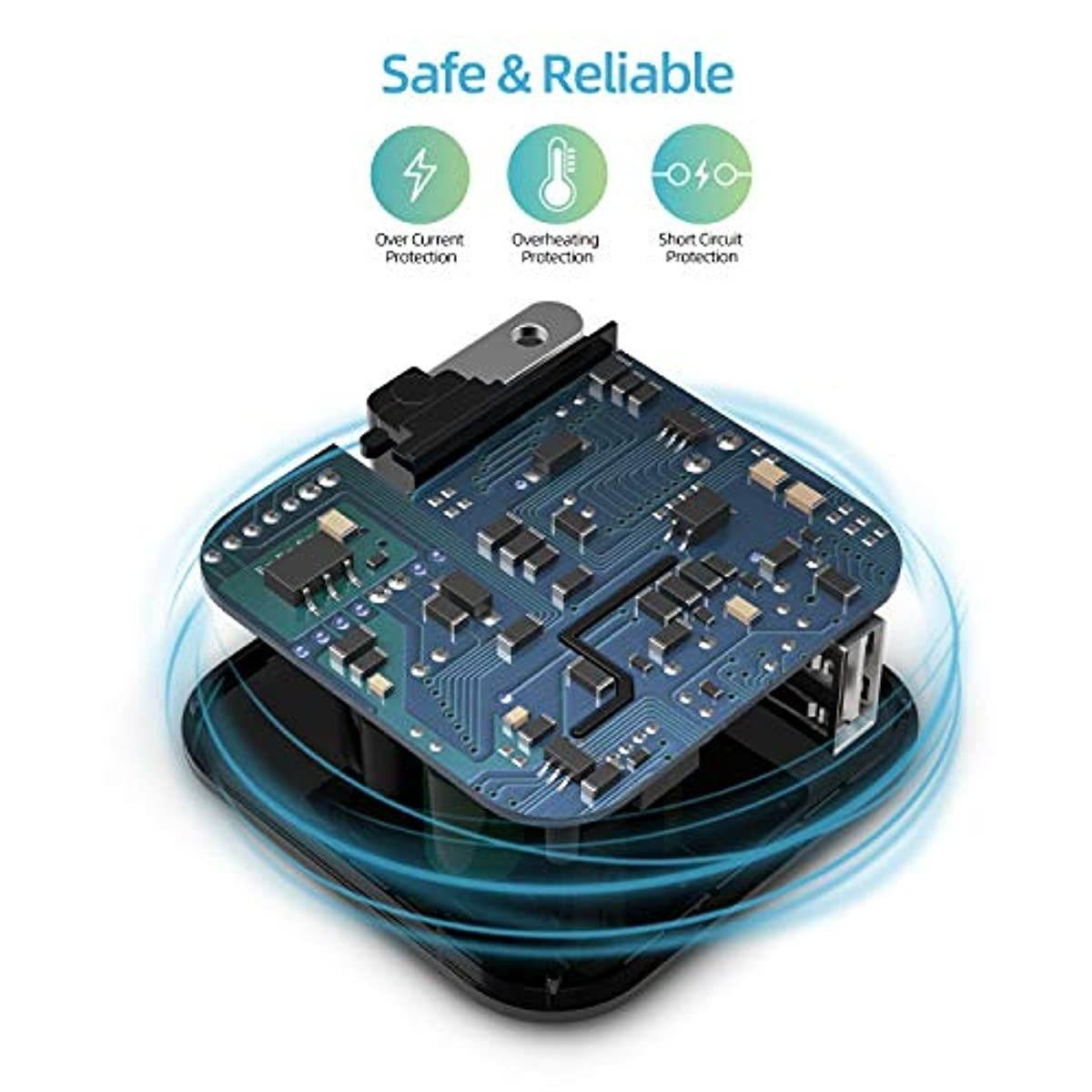 Quick Charge 3.0 USB Wall Charger, 24W iClever Qualcomm Fast Charger (Quick Charge 2.0 Compatible) for Samsung Galaxy S10e/S8/S7/S6/Plus; Note 9/8, LG G7/V40/V30+, HTC 10, iPhone, iPad and More