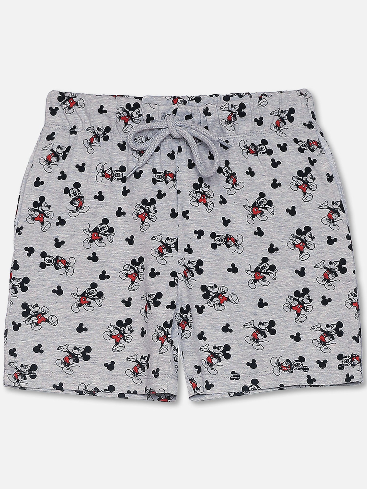 Kidsville Kids Grey Melange Mickey Print T-Shirt with Shorts