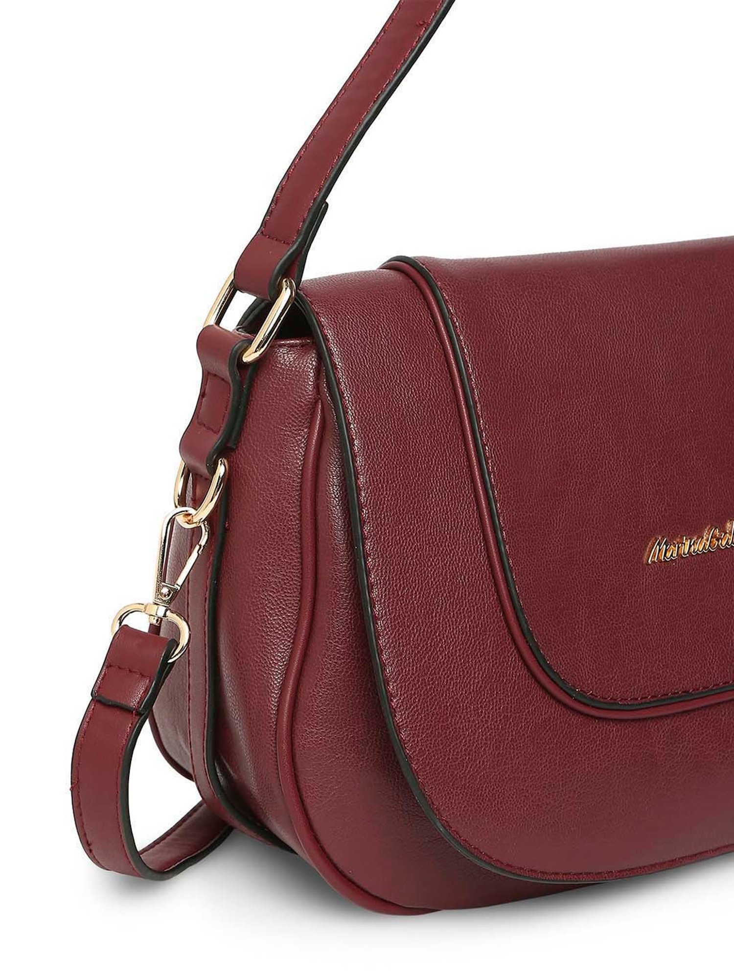 Marina Galanti Maroon Solid Medium Handbag