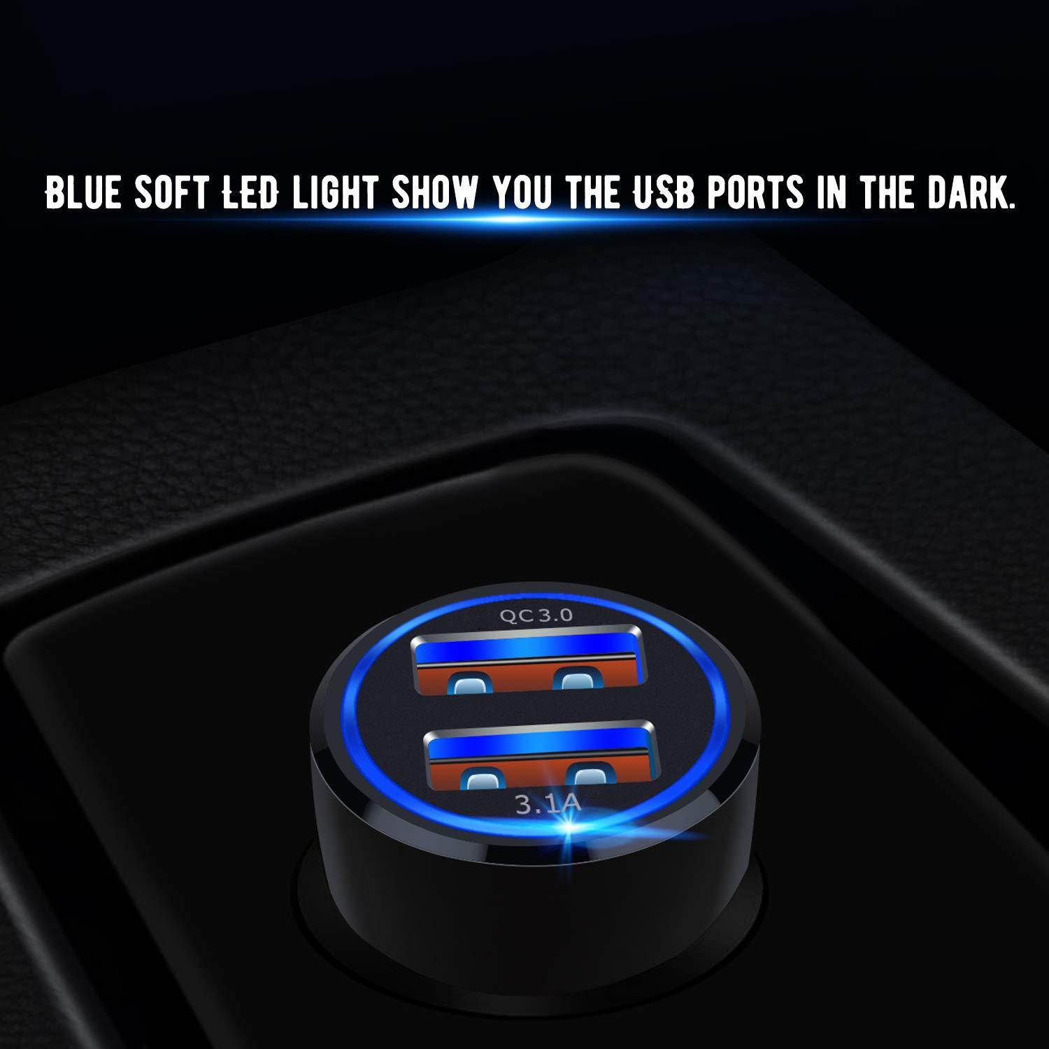 USB Car Charger, Costyle 30W Dual 2 USB Car Charger Adapter with Quick Charge QC 3.0 Port and 3.1A Port Compatible for iPhone Xs Max XR X 8 7 Plus, Galaxy S10 S9 S8 Plus, iPad Pro Air, LG, HTC (Black)