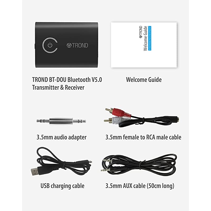 Bluetooth V50 Transmitter Receiver for TV PC iPod 2in1 Wireless 35mm Adapter AptX Low Latency Pair with 2 Bluetooth Headphones Simultaneously
