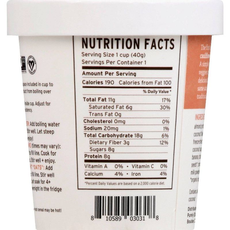 Purely Elizabeth Cauliflower Hot Cereal Cup - Cinnamon Almond