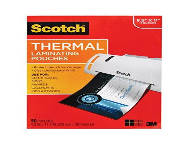 Scotch Thermal Laminating Pouches, 8.9 x 11.4-Inches, 3 mil thick, 50-Pack (TP3854-50),Clear