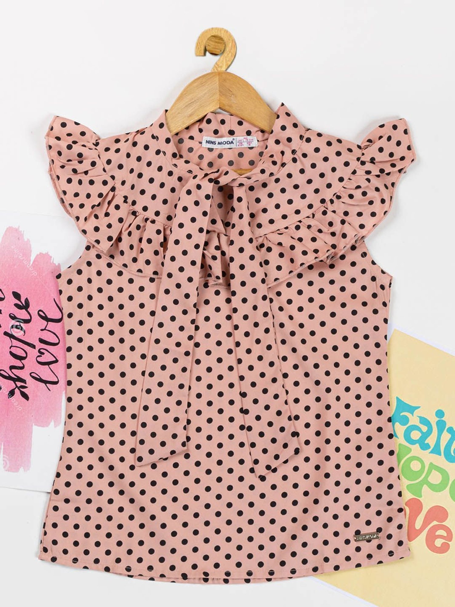 NINS MODA Kids Peach Printed Top