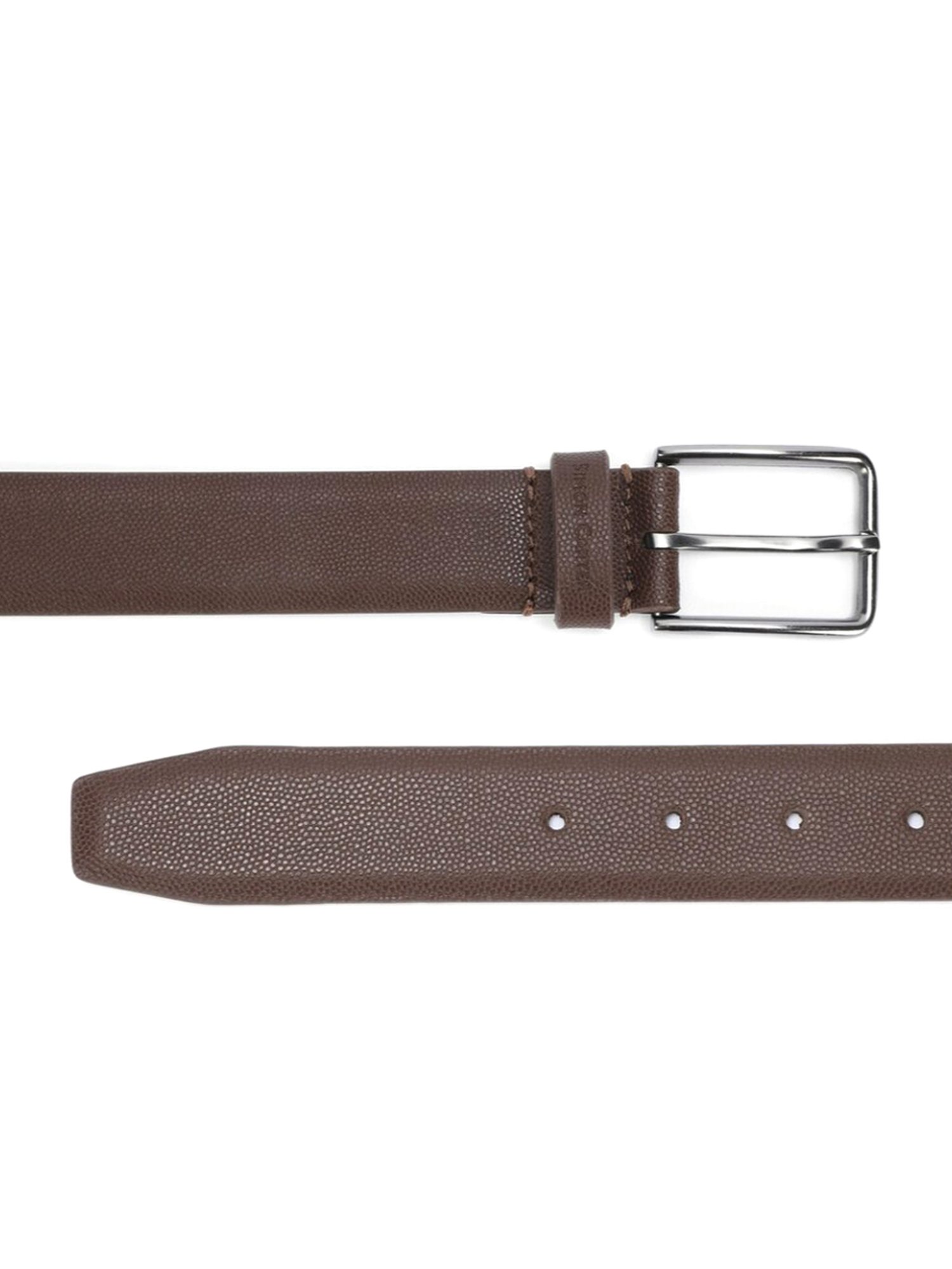 Simon Carter Brown Leather Textured Formal Belt for Men