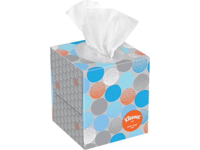 Kleenex Professional Anti-Viral Facial Tissue Cube for Business (21286), White, 3 Boxes / Bundle, 4 Bundles / Case, 12 Boxes / Case