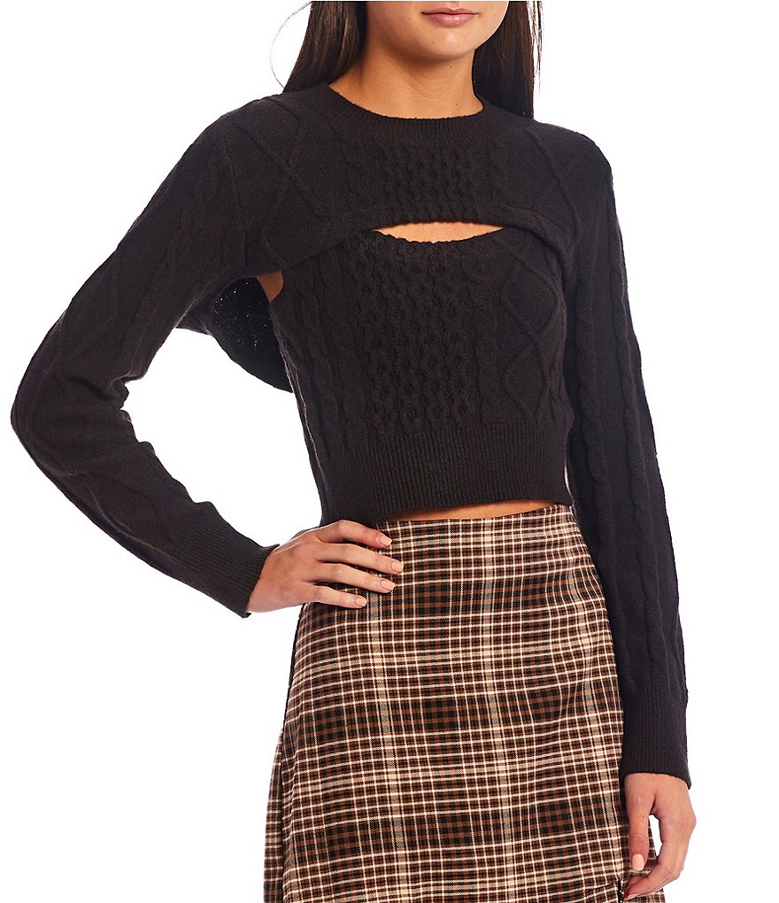 GB Round Neck Fuzzy Eyelash Sweater