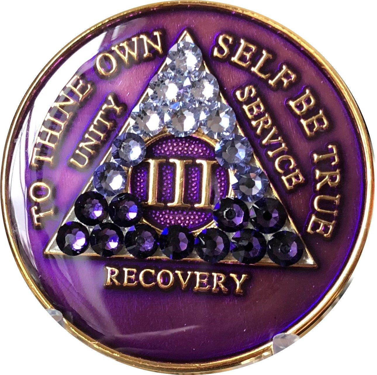 3 Year AA Medallion Purple Tri-Plate Transition Swarovski Crystal Chip III